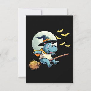 Tarjeta De Confirmación De Asistencia Spooky Pastel Halloween Baby Moo Deng Hippo