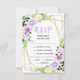 Tarjeta De Confirmación De Asistencia Spring Purple Flowers with Foliage