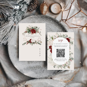 Tarjeta De Confirmación De Asistencia Spruce & Lace Escudo Boda floral de invierno RSV