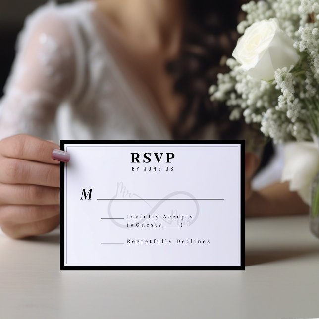 Tarjeta De Confirmación De Asistencia Sr. y Sra. Infinity Symbol Boda (Mr & Mrs Infinity Symbol Wedding RSVP Card
)