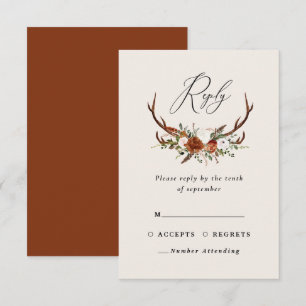 Tarjeta De Confirmación De Asistencia Stag terracotta floral rosa presupuesto de boda el