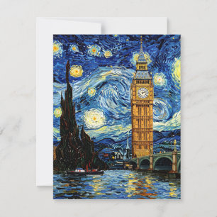 Tarjeta De Confirmación De Asistencia Starry Night Big Ben London Inglaterra