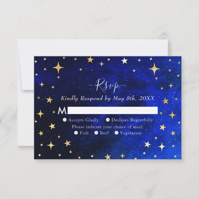 Tarjeta De Confirmación De Asistencia Starry Night Galaxy Boda (Anverso)