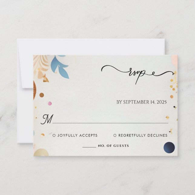 Tarjeta De Confirmación De Asistencia Stars Glam Bright Pastel Ombre Purpurina Boda (Anverso)