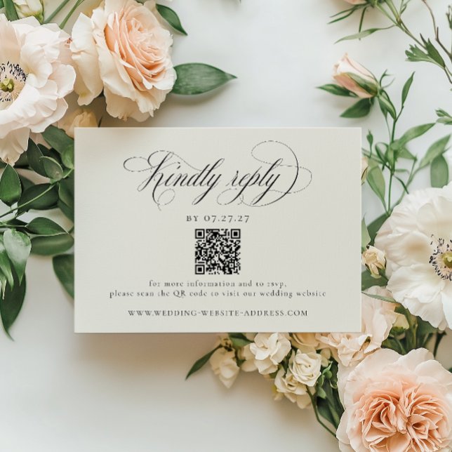 Tarjeta De Confirmación De Asistencia Stately Stripes Wedding QR Code (Subido por el creador)