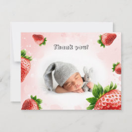 Tarjeta De Confirmación De Asistencia Strawberry Baby Shower - Tarjeta de agradecimiento