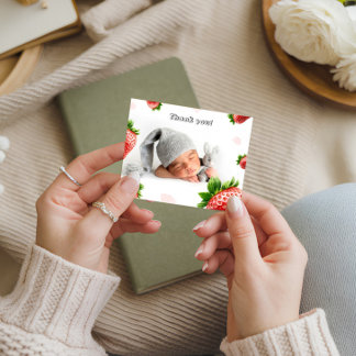 Tarjeta De Confirmación De Asistencia Strawberry Baby Shower - Tarjeta de agradecimiento