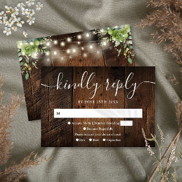 Tarjeta De Confirmación De Asistencia String Luces Rut Wood Greenery Boho Boda