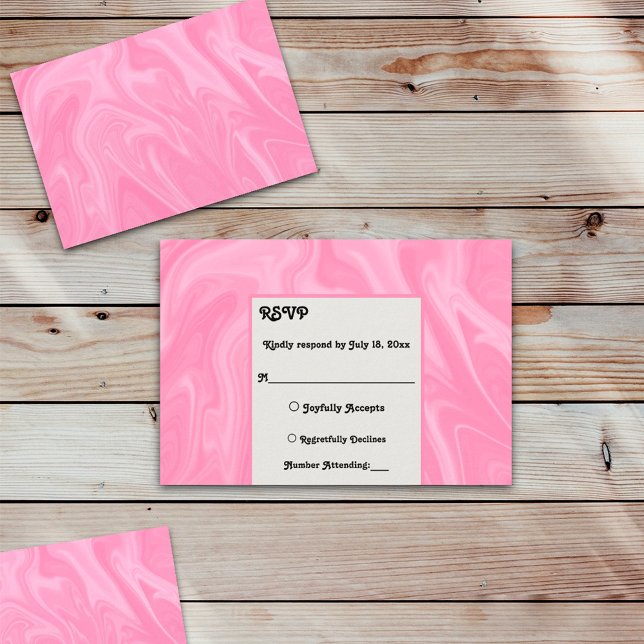 Tarjeta De Confirmación De Asistencia Stylish Girly Pink Minimal Abstract Paint Wedding (Subido por el creador)