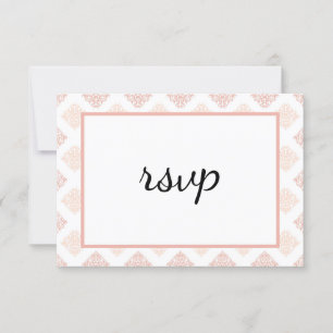 Tarjeta De Confirmación De Asistencia Suave Blush de Melocotón Damask
