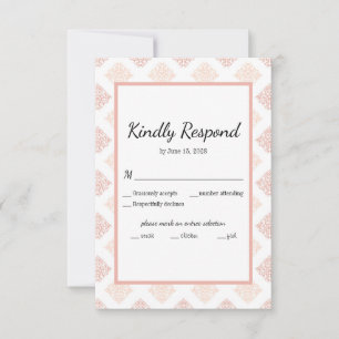 Tarjeta De Confirmación De Asistencia Suave Blush de Melocotón Damask