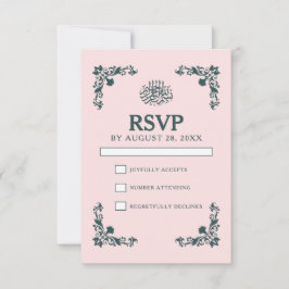 Tarjeta De Confirmación De Asistencia Subtle Blush & Slate Gray Islamic Wedding