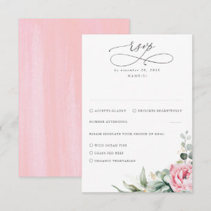 Tarjeta De Confirmación De Asistencia Suculenta vegetación y Boda de flores rosas