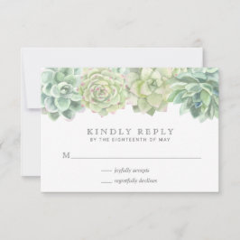 Tarjeta De Confirmación De Asistencia Suculento Boda de acuarela verde botánico