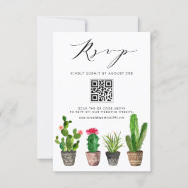Tarjeta De Confirmación De Asistencia Suculentos potentes de Boho y código QR del Boda d