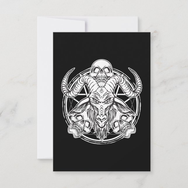 Tarjeta De Confirmación De Asistencia Sugar Skull Baphomet Goat Gift (Anverso)