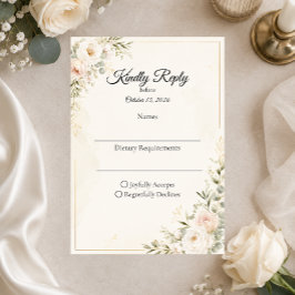 Tarjeta De Confirmación De Asistencia Suite de Boda Floral Elegante