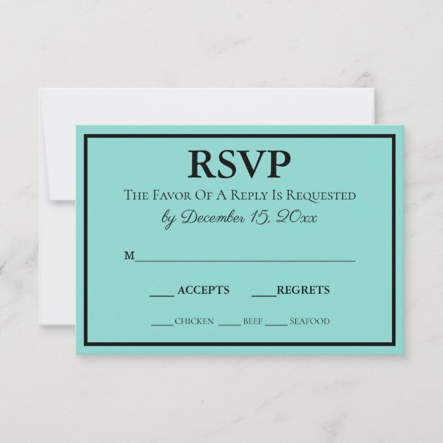 Tarjeta De Confirmación De Asistencia Suite Novia y Boda Azul Verde azulado moderno (Anverso)