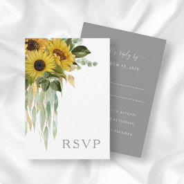 Tarjeta De Confirmación De Asistencia Sunflower Eucalyptus Gray Fall Wedding