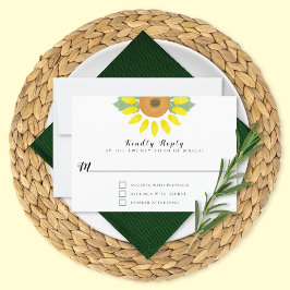 Tarjeta De Confirmación De Asistencia Sunflower Watercolor Floral Wedding