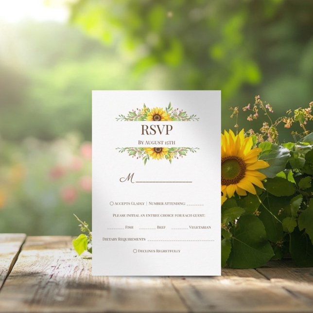 Tarjeta De Confirmación De Asistencia Sunflowers boho boda romántico verano (Subido por el creador)