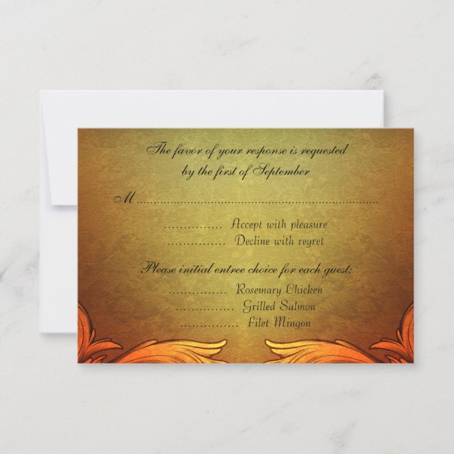 Tarjeta De Confirmación De Asistencia Sunset Hues Fall Wedding Monograma Diseño (Anverso)