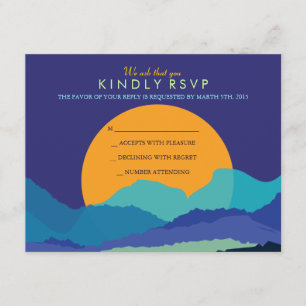 Tarjeta De Confirmación De Asistencia SUNSET & MOUNTAINS Bar Bat Mitzvah Reply Card