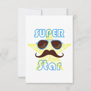 Tarjeta De Confirmación De Asistencia Super Star con gafas de sol y bigote