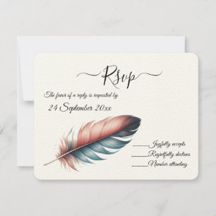 Tarjeta De Confirmación De Asistencia Susurros de Grace Feathered Elegance Minimalismo