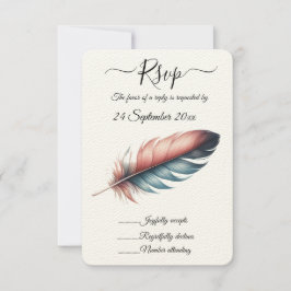 Tarjeta De Confirmación De Asistencia Susurros de Grace Feathered Elegance Minimalismo