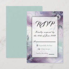 Tarjeta De Confirmación De Asistencia Susurros de niebla y acuarela de lavanda