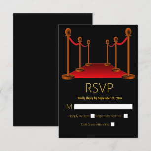 Tarjeta De Confirmación De Asistencia Sweet 16 Red Carpet Hollywood Elegant Cumpleaños