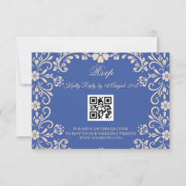 Tarjeta De Confirmación De Asistencia Talavera Azul Boda Mexicana QR