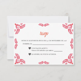 Tarjeta De Confirmación De Asistencia Talavera Orange Floral Minimalist Spanish Wedding