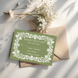 Tarjeta De Confirmación De Asistencia Talavera sage green Mexican wedding
