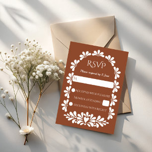 Tarjeta De Confirmación De Asistencia Talavera terracotta boho arco boda mexicano