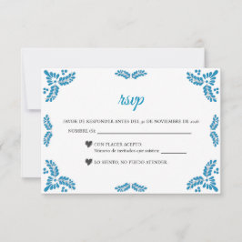 Tarjeta De Confirmación De Asistencia Talavera Turquoise Minimalist Spanish Wedding