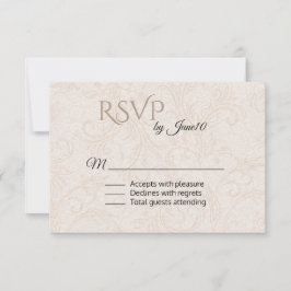 Tarjeta De Confirmación De Asistencia Tan Flourish Damask Wedding