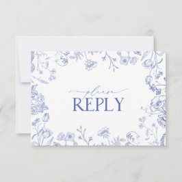 Tarjeta De Confirmación De Asistencia Tarjeta Chinoiserie French Blue Victorian Floral R