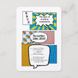 Tarjeta De Confirmación De Asistencia Tarjeta de 3.5x5 R.S.V.P. Libro de Tiras Cómicas A