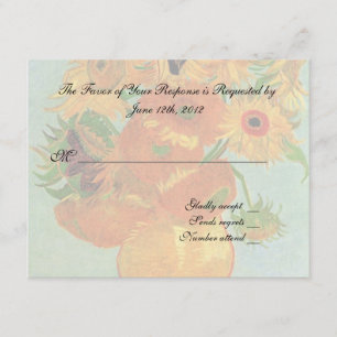 Tarjeta De Confirmación De Asistencia tarjeta de aceptación de boda, girasoles de van go