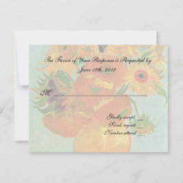 Tarjeta De Confirmación De Asistencia tarjeta de aceptación del boda, van gogh girasoles