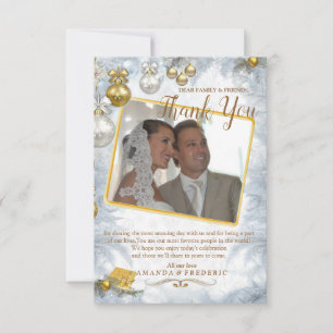 Tarjeta De Confirmación De Asistencia Tarjeta de agradecimiento a Boda de Navidades blan