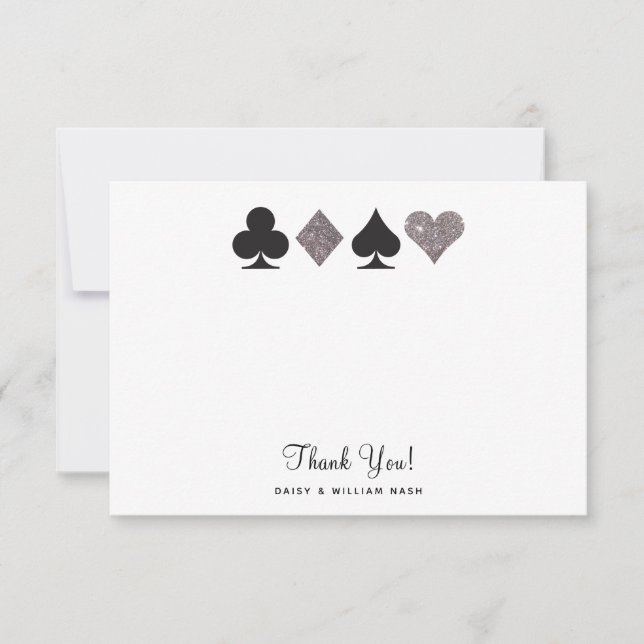 Tarjeta De Confirmación De Asistencia Tarjeta de agradecimiento a la Purpurina Plata Fau (Anverso)