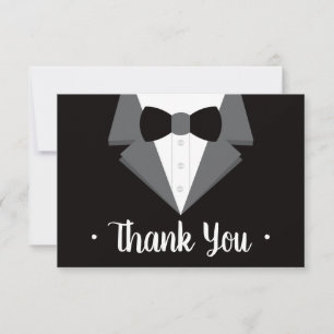 Tarjeta De Confirmación De Asistencia Tarjeta de agradecimiento de Tuxedo, traje negro