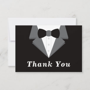 Tarjeta De Confirmación De Asistencia Tarjeta de agradecimiento de Tuxedo, traje negro