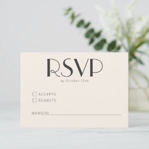 Tarjeta De Confirmación De Asistencia Tarjeta de boda Art Deco marfil crema negro Respue
