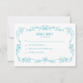 Tarjeta De Confirmación De Asistencia Tarjeta de Boda Azul Huevo de Robin Rosa Trepadora