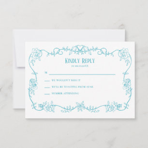 Tarjeta De Confirmación De Asistencia Tarjeta de Boda Azul Huevo de Robin Rosa Trepadora