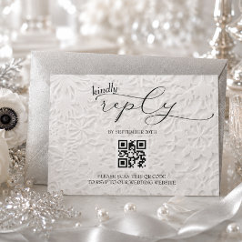 Tarjeta De Confirmación De Asistencia Tarjeta de boda copo de nieve de invierno simple Q